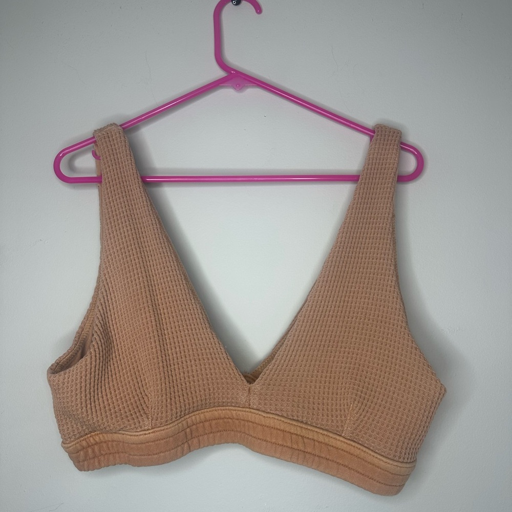 Aerie Women's Tan Waffle Knit Bralette size XL